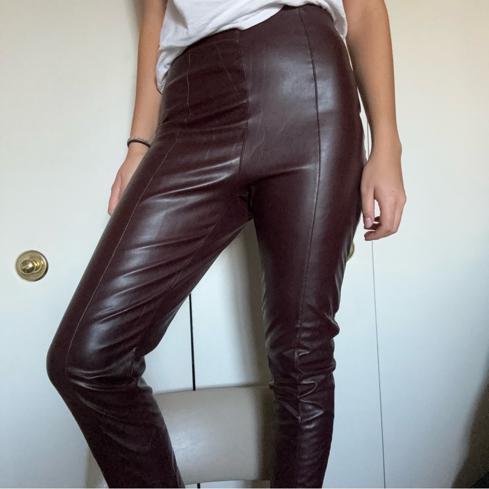 Dark Brown Faux Leather Pants